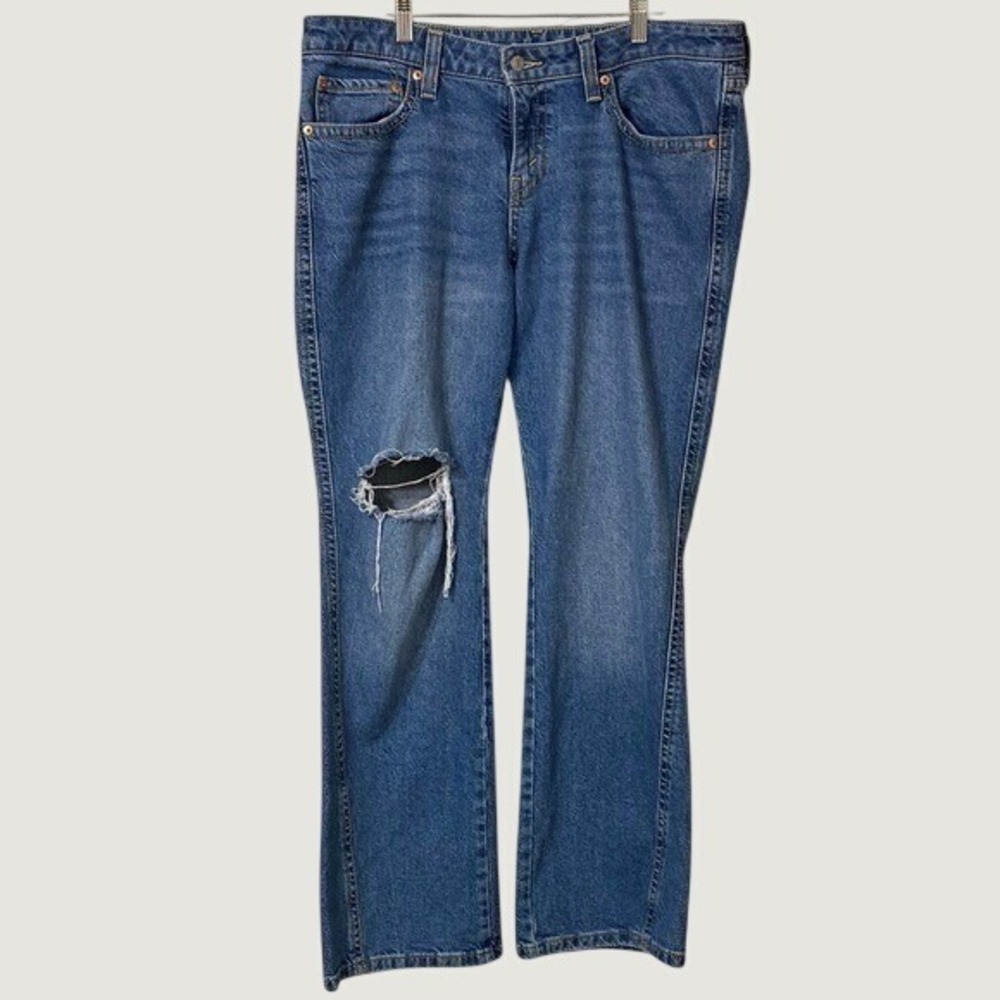 Levi's Premium Jeans Womens Distressed Flap Pocket Bootcut Medium Wash Denim‎ XL